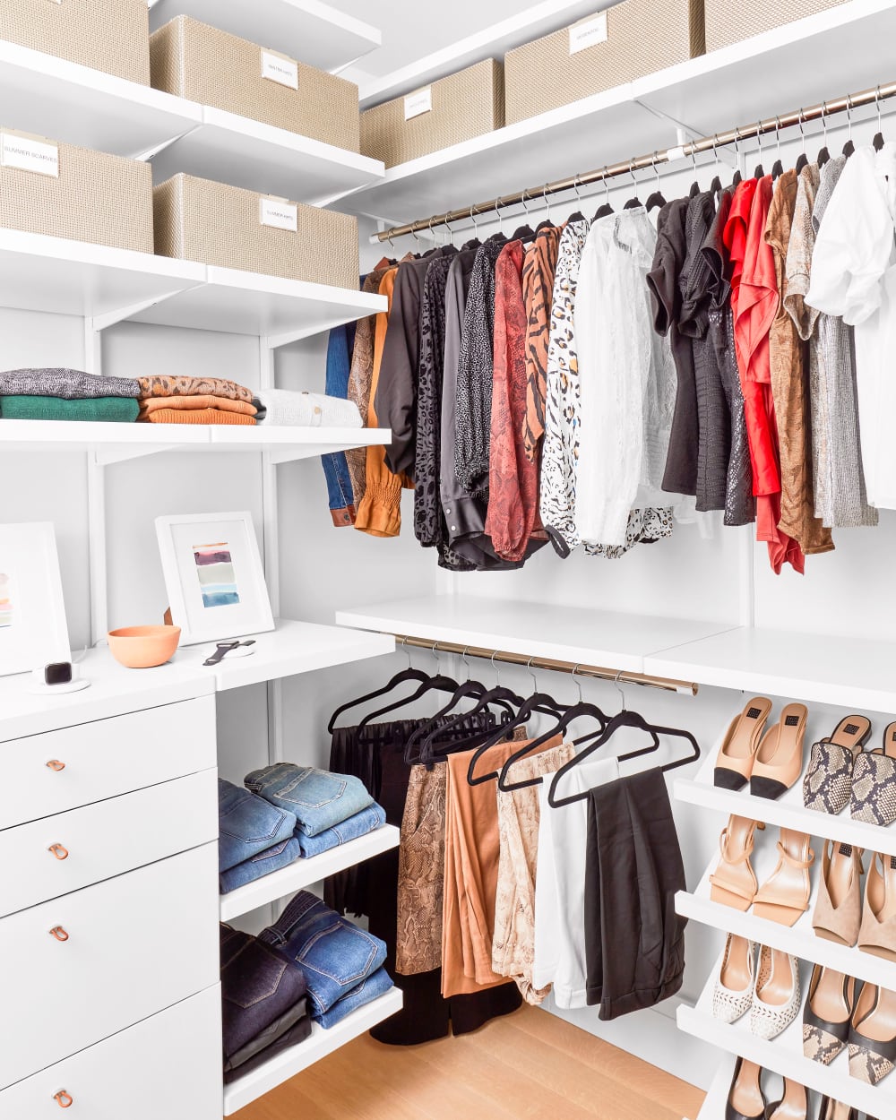 Organized walk-in closet